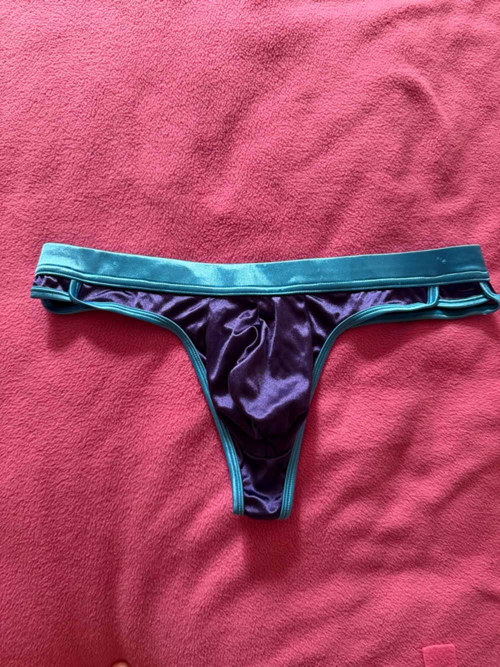 Bodyaware Satin Purple & Teal Bikini Thong